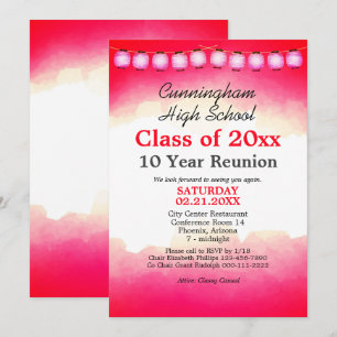 Rood Waterverf High School Class Reunion Sjabloon Kaart