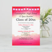 Rood Waterverf High School Class Reunion Sjabloon Kaart (Staand voorkant)