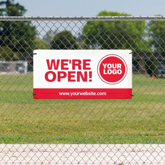 Rood we zijn open sjabloon business banner teken (Insitu)