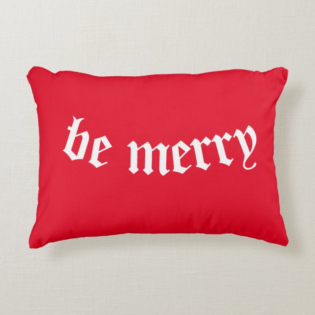  rood "wees vrolijk" kerstkussen accent kussen (Voorkant)