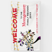 Rood welkome gezinsherenigingslichten spandoek (Verticaal)