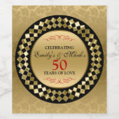 Rood wervelt gouden diamanten wijn etiket (Enkel label)