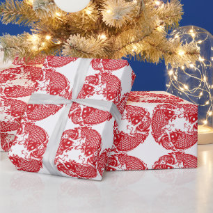 Rood whirling Koi Carp Fish Group Wrapping Paper 1 Cadeaupapier