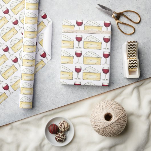 Rood wijn + brie kaasbril Gift Wrap Cadeaupapier (Crafts)