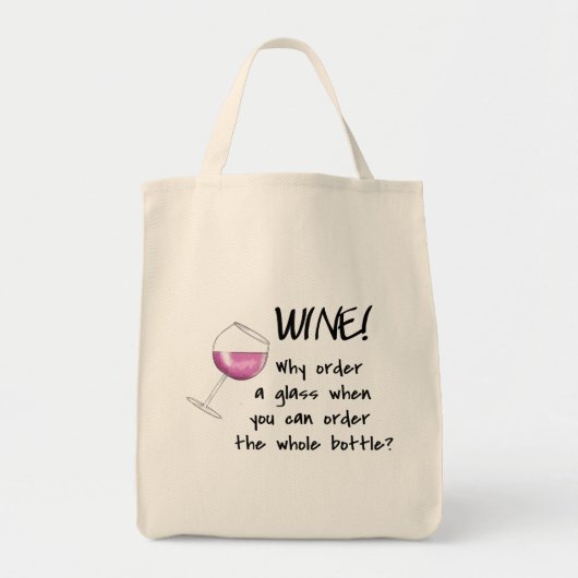Rood wijnbestelling Hele flesje Funny Word Gezegde Tote Bag (Voorkant)