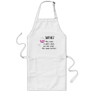 Rood-wijnbestellingsflesje Funny Word Text Gezegde Lang Schort