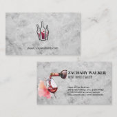 Rood wijnflesje afsprakenkaartje (Voorkant / Achterkant)