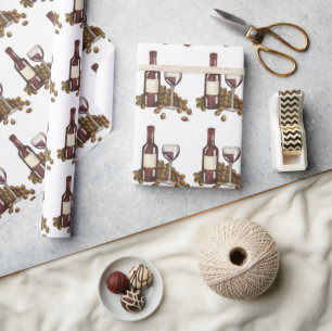 Rood-wijngebrand glazen flesdruiven wijnmoer cadeaupapier