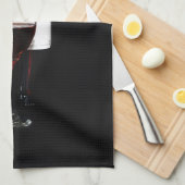 Rood wijnglas en fles theedoek (Quarter Fold)