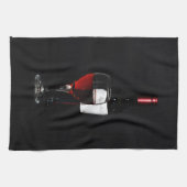 Rood wijnglas en fles theedoek (Horizontaal)