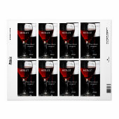 Rood wijnglas en Merlot fles Etiket (Full Sheet)