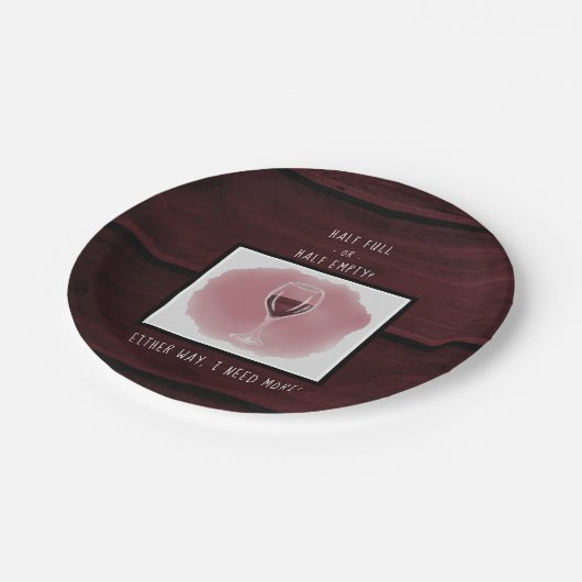 Rood wijnglas Halfledige Waterverf volledig Gezegd Papieren Bordje (Gekanteld)