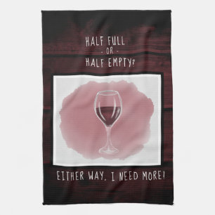 Rood wijnglas Halfledige Waterverf volledig Gezegd Theedoek