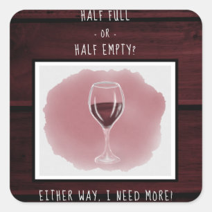 Rood wijnglas Halfledige Waterverf volledig Gezegd Vierkante Sticker