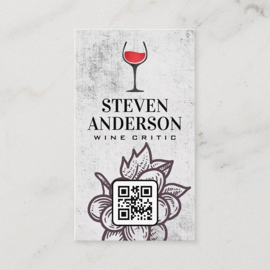 Rood wijnglas | QR-code Visitekaartje (Voorkant)