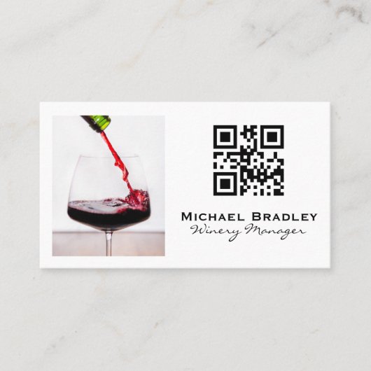 Rood wijnglas | Qr-code Visitekaartje (Voorkant)