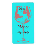 Rood wijnglas - wijnflesetiket