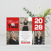 Rood & Wit 3 Foto Afstuderen Dank u Kaart (Staand voorkant)