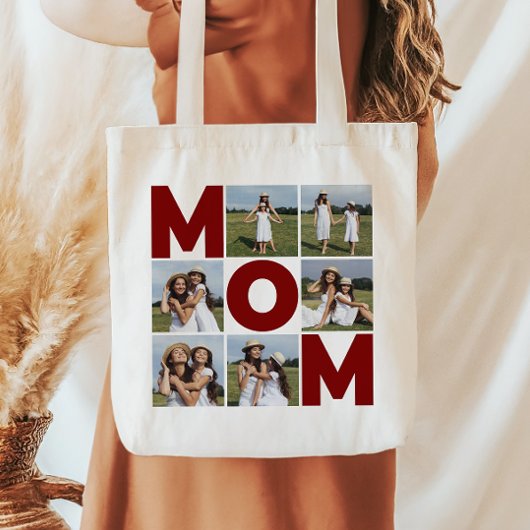 Rood & wit 6 Foto Collage Mam Tote Bag