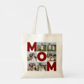 Rood & wit 6 Foto Collage Mam Tote Bag (Achterkant)