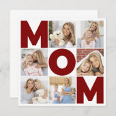 Rood & wit 6 Foto Collage Mat Flat Card (Voorkant / Achterkant)