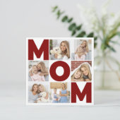 Rood & wit 6 Foto Collage Mat Flat Card (Staand voorkant)