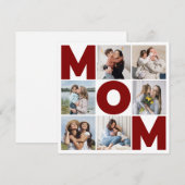 Rood & wit 6 Foto Collage Mat Flat Card (Voorkant / Achterkant)