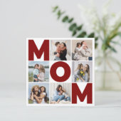 Rood & wit 6 Foto Collage Mat Flat Card (Staand voorkant)