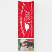 Rood & Wit Aangepaste Foto 8' Brede Afstuderen Ban Spandoek (Verticaal)