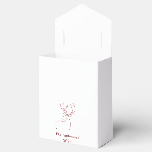 Rood wit abstract rendier moderne kerst bedankdoosjes (Geopend)