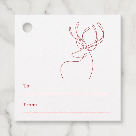 Rood wit abstract rendier moderne kerst bedankjes labels (Voorkant)