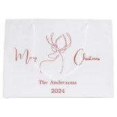 Rood wit abstract rendier moderne kerst groot cadeauzakje (Voorkant)