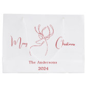 Rood wit abstract rendier moderne kerst groot cadeauzakje (Achterkant)