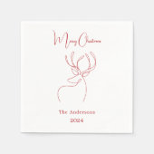 Rood wit abstract rendier moderne kerst servet (Voorkant)