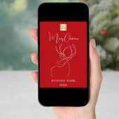 Rood wit abstract rendier zaken Kerst Feestdagenkaart