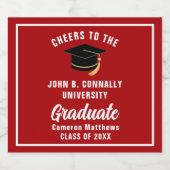 Rood Wit Afstuderen Custom 2025 Graduation Party Sparkling Wijnetiket (Enkel label)