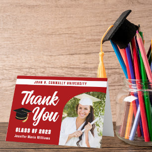 Rood Wit Afstuderen Fotoboog Bold 2025 Afstuderen Bedankkaart