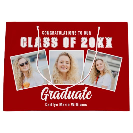 Rood Wit Afstuderen Fotocollage Afstuderen Groot Cadeauzakje (Voorkant)
