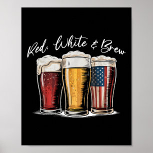 Rood Wit &amp; Bier Patriottische Vlag van de VS 4 Poster