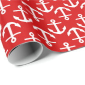 Rood Wit Ankers 2DIR Patroon Cadeaupapier (Rol Hoek)