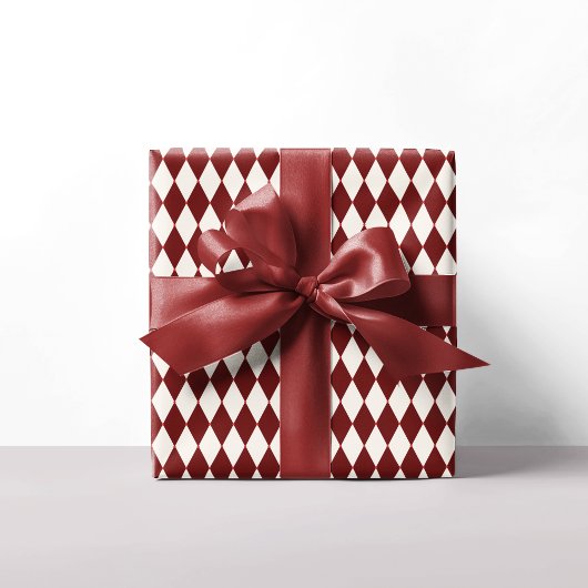 Rood & Wit Argyle Feestelijke Moderne Kerst Cadeaupapier