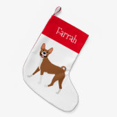 Rood Wit Basenji Gepersonaliseerd Kleine Kerstsok (Voorkant (Hangend))