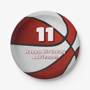 Rood Wit Basketbal Meisjes Sportfeest Papieren Bordje