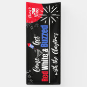 Rood Wit & Bezopen 4 juli Feestbanner Spandoek (Verticaal)