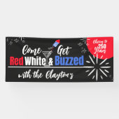 Rood Wit & Bezopen 4 juli Feestbanner Spandoek (Horizontaal)