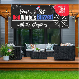 Rood Wit & Bezopen 4 juli Feestbanner Spandoek