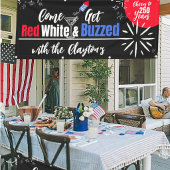 Rood Wit & Bezopen 4 juli Feestbanner Spandoek
