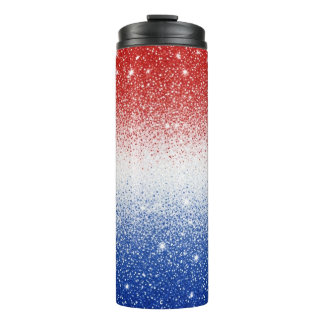 Rood Wit Blau Glitter Gradiënt Patriottische Dag Thermosbeker