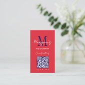 Rood Wit Blau Scannbare QR Code Logo Visitekaartje (Staand voorkant)