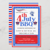 Rood Wit Blauw 4 juli Feest BBQ Viering Kaart (Voorkant / Achterkant)